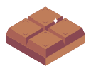 Illustration of a chocolate bar with four segments and a shine on top.